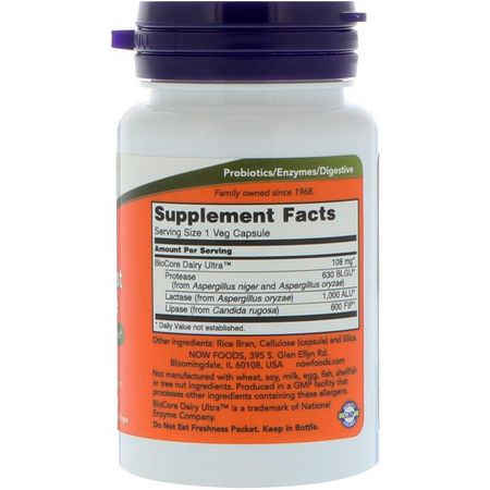 Digestive Enzymer, Digestion, Supplements: Now Foods, Dairy Digest Complete, 90 Veg Capsules