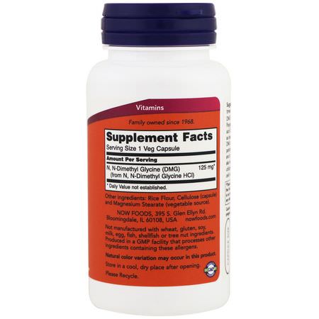 Aminosyror, Kosttillskott: Now Foods, DMG, 125 mg, 100 Veg Capsules