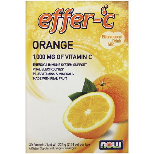 Now Foods, Effer-C, Effervescent Drink Mix, Orange, 30 Packets, 7.5 g Each Review