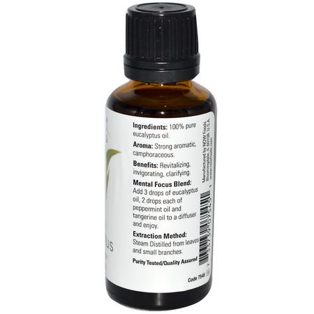 Eukalyptusolja, Eteriska Oljor, Aromaterapi, Bad: Now Foods, Essential Oils, Eucalyptus, 1 fl oz (30 ml)