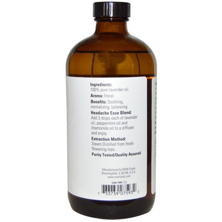 Lavendelolja, Eteriska Oljor, Aromaterapi, Bad: Now Foods, Essential Oils, Lavender, 16 fl oz (473 ml)