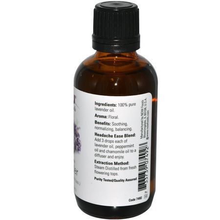 Lavendelolja, Eteriska Oljor, Aromaterapi, Bad: Now Foods, Essential Oils, Lavender, 2 fl oz (59 ml)