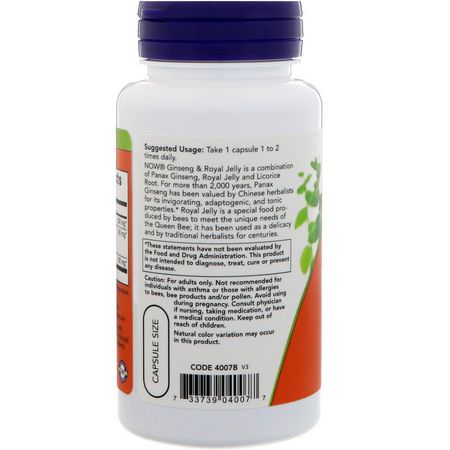 Now Foods Ginseng Royal Jelly - Royal Jelly, Bee Products, Supplements, Ginseng