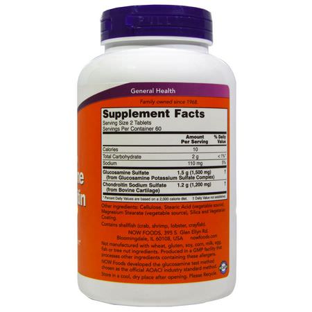 Glukosaminkondroitin, Led, Ben, Kosttillskott: Now Foods, Glucosamine & Chondroitin, Extra Strength, 120 Tablets