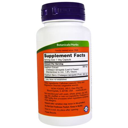 Hagtorn, Homeopati, Örter: Now Foods, Hawthorn Extract, 300 mg, 90 Veg Capsules
