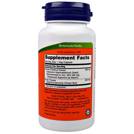 Hästkastanj, Homeopati, Örter: Now Foods, Horse Chestnut, 300 mg, 90 Veggie Caps