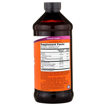 Glukosaminkondroitin, Led, Ben, Kosttillskott: Now Foods, Liquid Glucosamine & Chondroitin, with MSM, Citrus, 16 fl oz (473 ml)