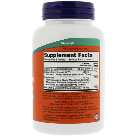 Vitamin D, Vitaminer, Magnesium, Kalcium: Now Foods, Magnesium & Calcium, Reverse 2:1 Ratio with Zinc and Vitamin D-3, 100 Tablets