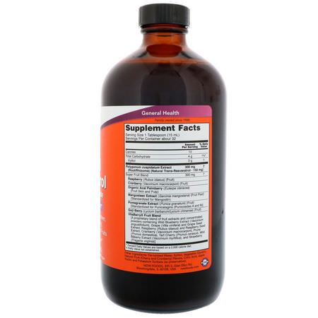 Resveratrol, Antioxidanter, Kosttillskott: Now Foods, Natural Resveratrol, Liquid Concentrate, 16 fl oz (473 ml)