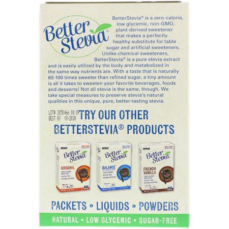 Stevia, Sweeteners, Honey: Now Foods, Organic Better Stevia, Zero-Calorie Sweetener, 75 Packets, 2.65 oz (75 g)