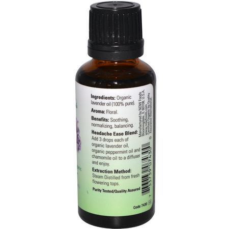Lavendelolja, Eteriska Oljor, Aromaterapi, Bad: Now Foods, Organic Essential Oils, Lavender, 1 fl oz (30 ml)
