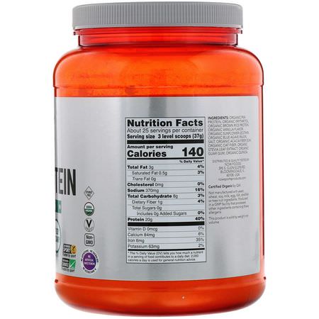 Växtbaserat, Växtbaserat Protein, Idrottsnäring: Now Foods, Organic Plant Protein, Creamy Vanilla, 2 lbs (907 g)