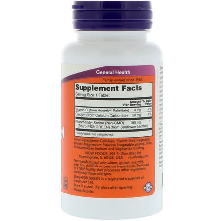 Fosfatidylserin, Fosfolipider, Kosttillskott: Now Foods, Phosphatidyl Serine, Soy-Free, 150 mg, 60 Tablets