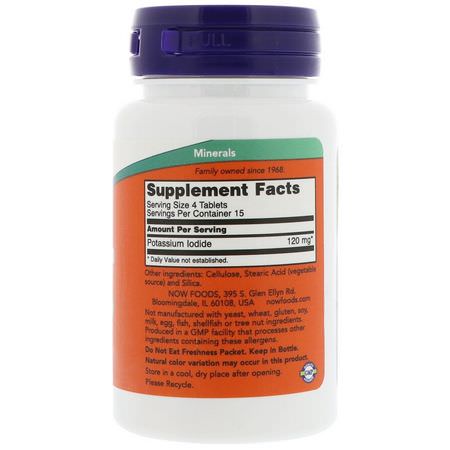 Kalium, Mineraler, Kosttillskott: Now Foods, Potassium Iodide, 30 mg, 60 Tablets
