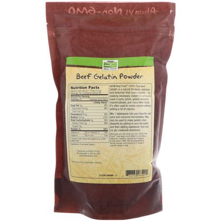 Gelatin, Naglar, Hud, Hår: Now Foods, Real Food, Beef Gelatin Powder, 1 lb (454 g)