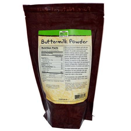 Mjölkpulver, Drycker, Blandningar, Mjöl: Now Foods, Real Food, Buttermilk Powder, 14 oz (397 g)