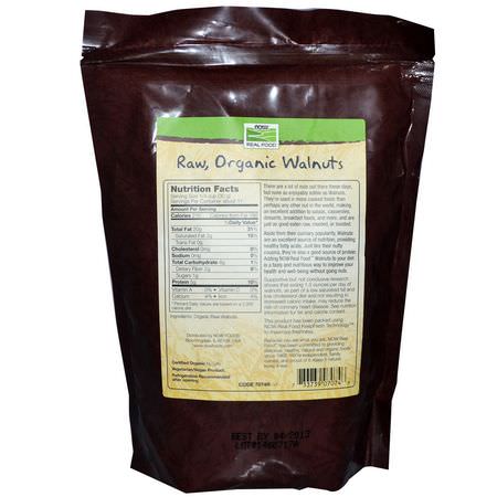 Valnötter, Frön, Nötter: Now Foods, Real Food, Certified Organic Raw Walnuts, Unsalted, 12 oz (340 g)