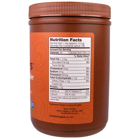 Kakao, Dricka Choklad, Drycker: Now Foods, Real Food, Cocoa Lovers, Organic Cocoa Powder, 12 oz (340 g)