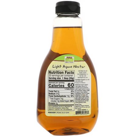 Agave Nectar, Sweeteners, Honey: Now Foods, Real Food, Organic Blue Agave Nectar, Light, 23.28 oz (660 g)