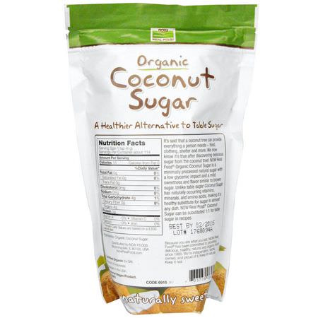 Kokosnötsocker, Sötningsmedel, Honung: Now Foods, Real Food, Organic Coconut Sugar, 16 oz (454 g)