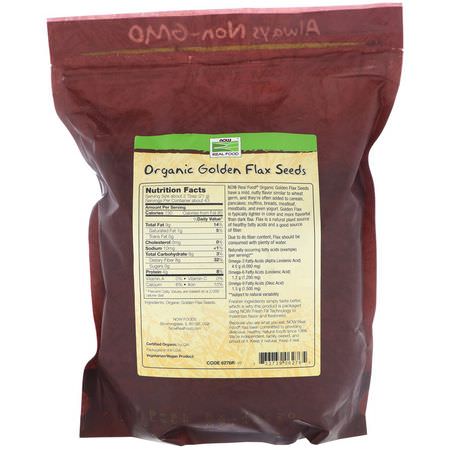Linfrötillskott, Omegas Epa Dha, Fiskolja, Kosttillskott: Now Foods, Real Food, Organic Golden Flax Seeds, 32 oz (907 g)