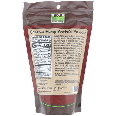 Hampfrön, Nötter, Hampprotein: Now Foods, Real Food, Organic Hemp Protein Powder, 12 oz (340 g)