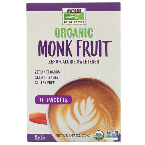 Now Foods, Real Food, Organic Monk Fruit Zero-Calorie Sweetener, 70 Packets, 2.47 oz (70 g) Review