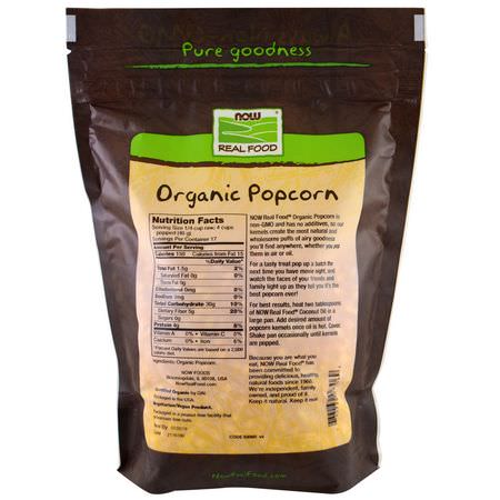 Popcorn, Mellanmål: Now Foods, Real Food, Organic Popcorn, 1.5 lbs (680 g)
