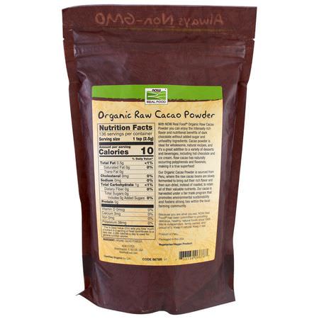Bakning Choklad, Blandningar, Mjöl, Bakning: Now Foods, Real Food, Organic Raw Cacao Powder, 12 oz (340 g)