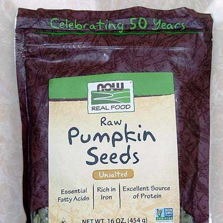 Now Foods, Real Food, Organic, Raw Pumpkin Seeds, Unsalted, 12 oz (340 g)