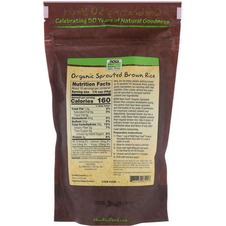 Brun Ris, Bröd, Säd, Ris: Now Foods, Organic Sprouted Brown Rice, Raw, 16 oz (454 g)