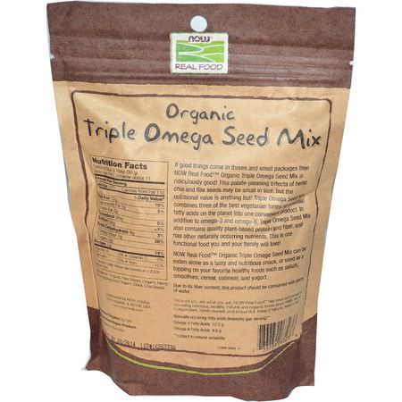 Omega-3 Fiskolja, Omegas Epa Dha, Fiskolja, Kosttillskott: Now Foods, Real Food, Organic Triple Omega Seed Mix, 12 oz (340 g)