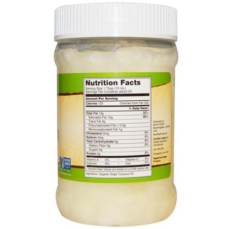 Kokosnötsolja, Kokosnöttillskott: Now Foods, Real Food, Organic, Virgin Coconut Oil, 12 fl oz (355 ml)
