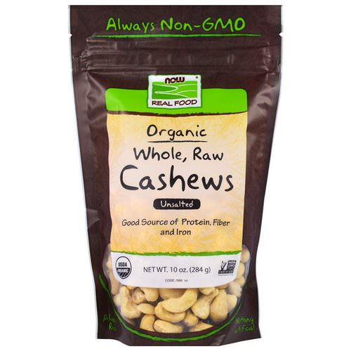 Now Foods, Real Food, Organic, Whole, Raw Cashews, Unsalted, 10 oz (284 g) Review