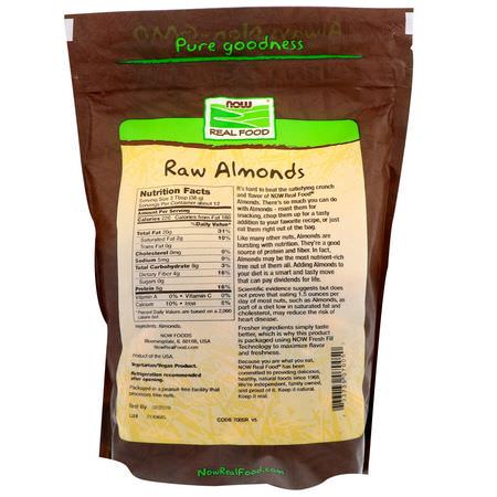 Mandel, Frön, Nötter: Now Foods, Real Food, Raw Almonds, Unsalted, 16 oz (454 g)
