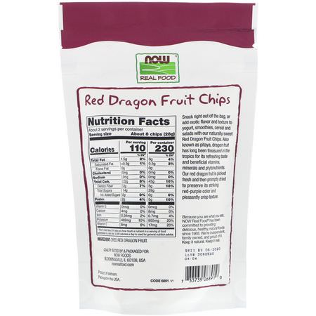 Vegetabiliska Mellanmål, Frukt, Mellanmål: Now Foods, Real Foods, Red Dragon Fruit Chips, 2 oz (57 g)