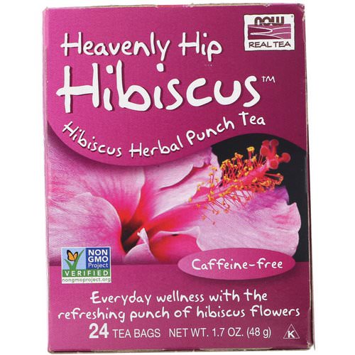Now Foods, Real Tea, Heavenly Hip Hibiscus, Caffeine Free, 24 Tea Bags, 1.7 oz (48 g) Review