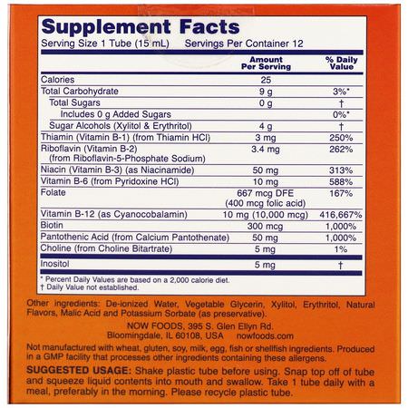 Vitamin B, B12, Vitaminer, Kosttillskott: Now Foods, Shots, B-12, Mixed Berry, 10,000 mcg, 12 Shots, 0.5 fl oz (15 ml) Each