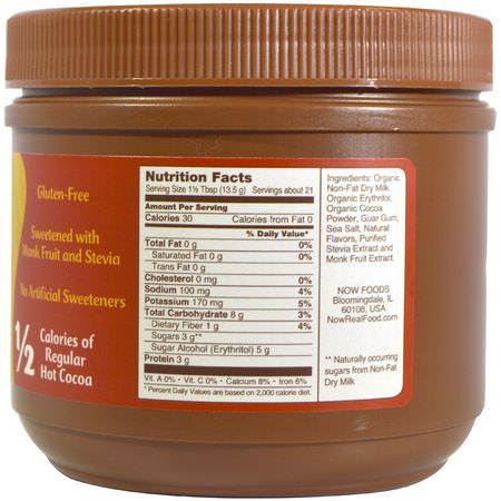 Kakao, Dricka Choklad, Drycker: Now Foods, Slender Hot Cocoa, 10 oz (284 g)