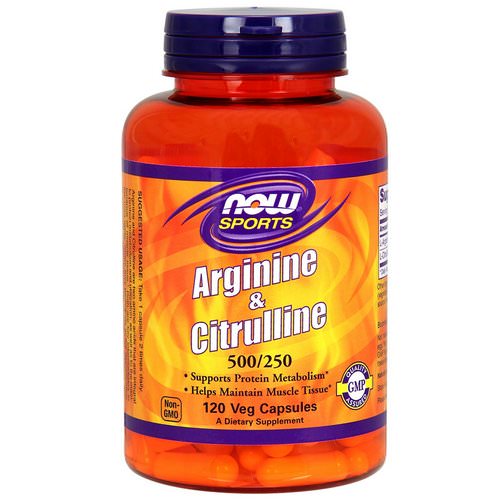Now Foods, Sports, Arginine & Citrulline, 500 mg /250 mg, 120 Veg Capsules Review