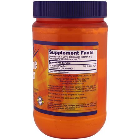 L-Leucine, Amino Acids, Supplements: Now Foods, Sports, L-Leucine Powder, 9 oz (255 g)