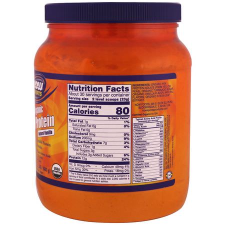 Ärtprotein, Växtbaserat Protein, Sportnäring: Now Foods, Sports, Organic Pea Protein, Natural Vanilla, 1.5 lbs (680 g)