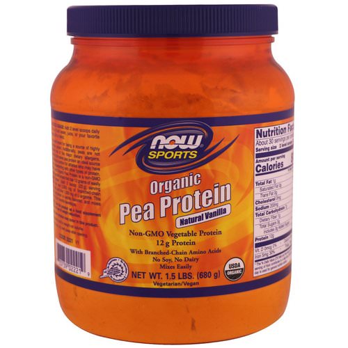 Now Foods, Sports, Organic Pea Protein, Natural Vanilla, 1.5 lbs (680 g) Review