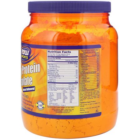 Sojaprotein, Växtbaserat Protein, Sportnäring: Now Foods, Sports, Soy Protein Isolate, Natural Unflavored, 1.2 lbs (544 g)