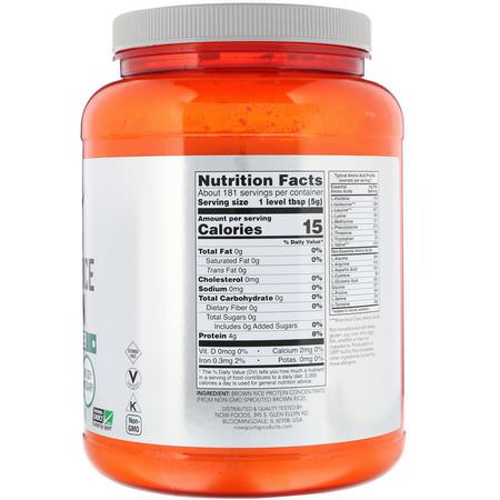 Rice Protein, Plant Based Protein, Sports Nutrition: Now Foods, Sports, Sprouted Brown Rice Protein, Unflavored, 2 lbs (907 g)