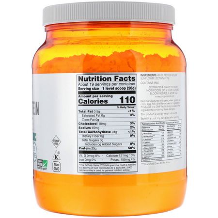 Vassleprotein, Idrottsnäring: Now Foods, Sports, Whey Protein Isolate, Unflavored, 1.2 lbs (544 g)