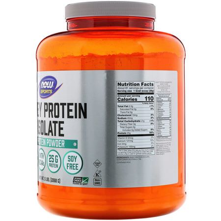 Vassleprotein, Idrottsnäring: Now Foods, Sports, Whey Protein Isolate, Unflavored, 5 lbs (2268 g)