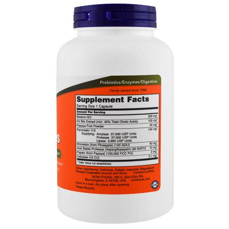Digestive Enzymer, Digestion, Supplements: Now Foods, Super Enzymes, 180 Capsules
