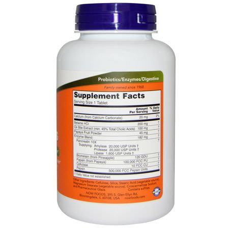 Digestive Enzymer, Digestion, Supplements: Now Foods, Super Enzymes, 180 Tablets