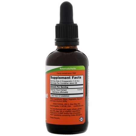 Valerian, Homeopati, Örter: Now Foods, Valerian Root Extract, 2 fl oz (60 ml)